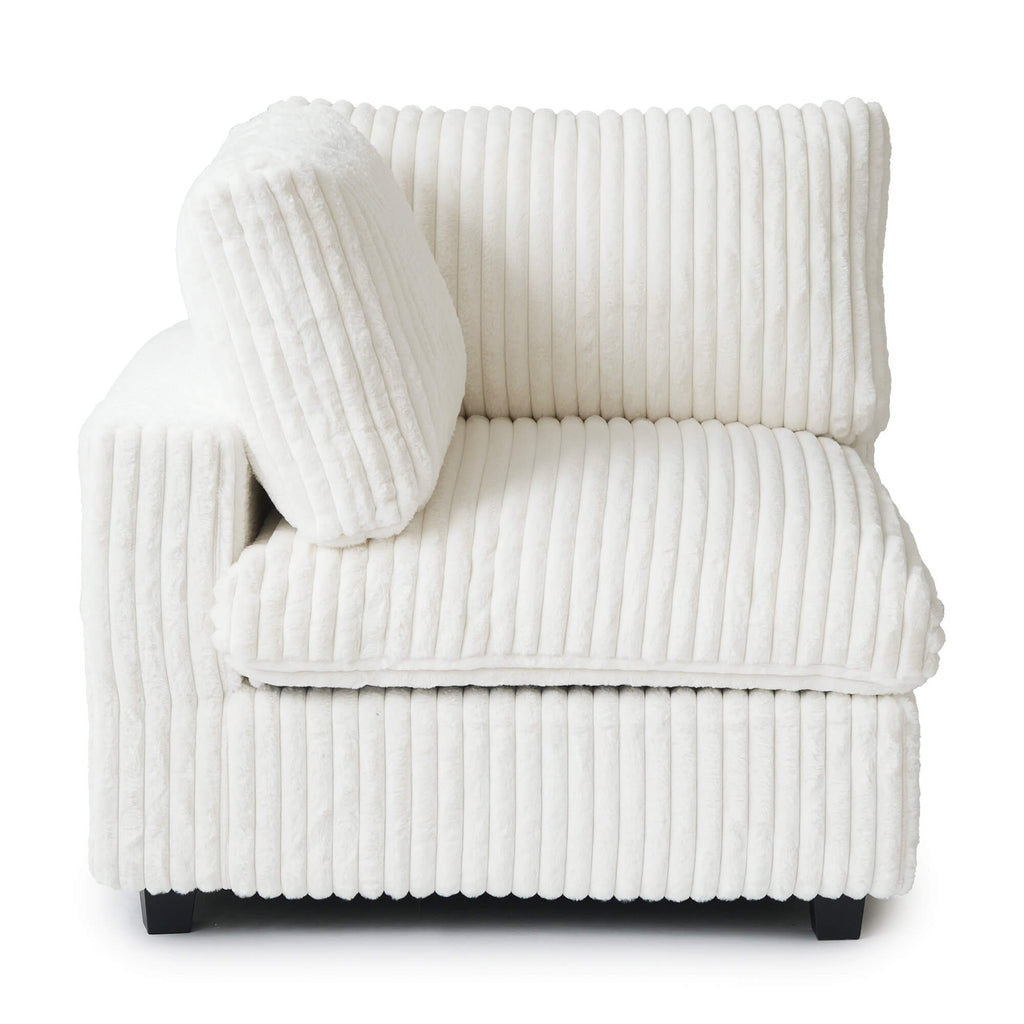 Modular Washable Fuzzy End Chair - Right in Beige