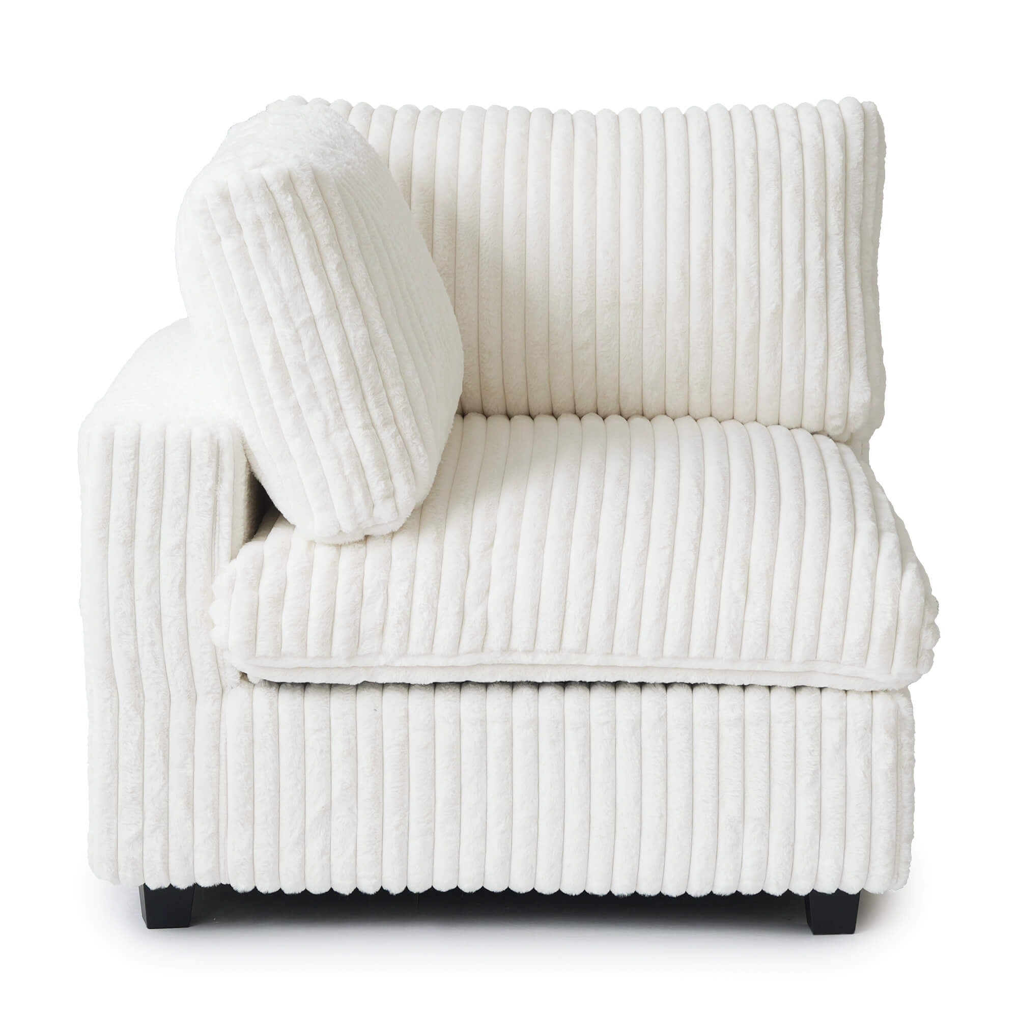 Modular Washable Fuzzy End Chair - Right in Beige