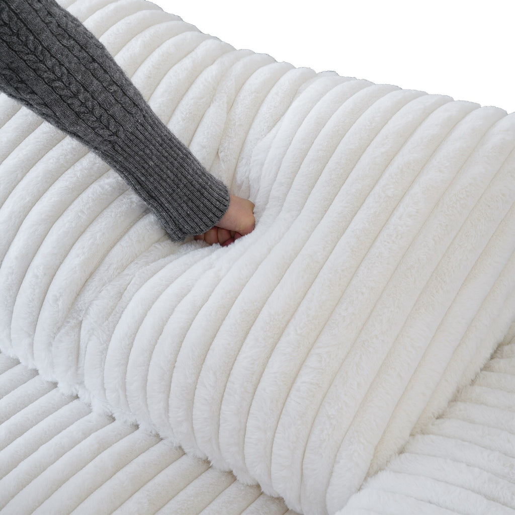 Modular Washable Fuzzy End Chair - Right in Beige