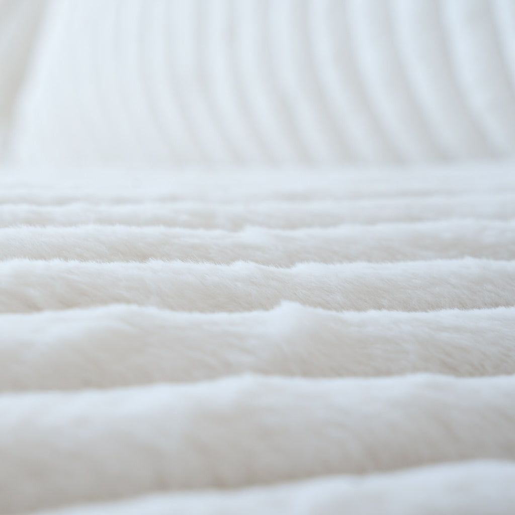 Slipcover Only - Modular Washable Fuzzy Ottoman in Beige