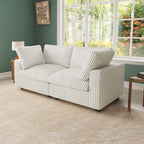 Compact fuzzy 2-seater upholstered in faux rabbit fur with washable covers