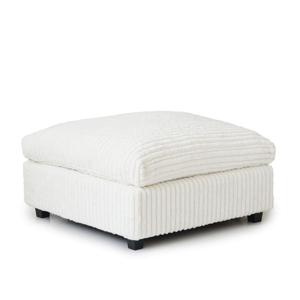 Slipcover Only - Modular Washable Fuzzy Ottoman in Beige