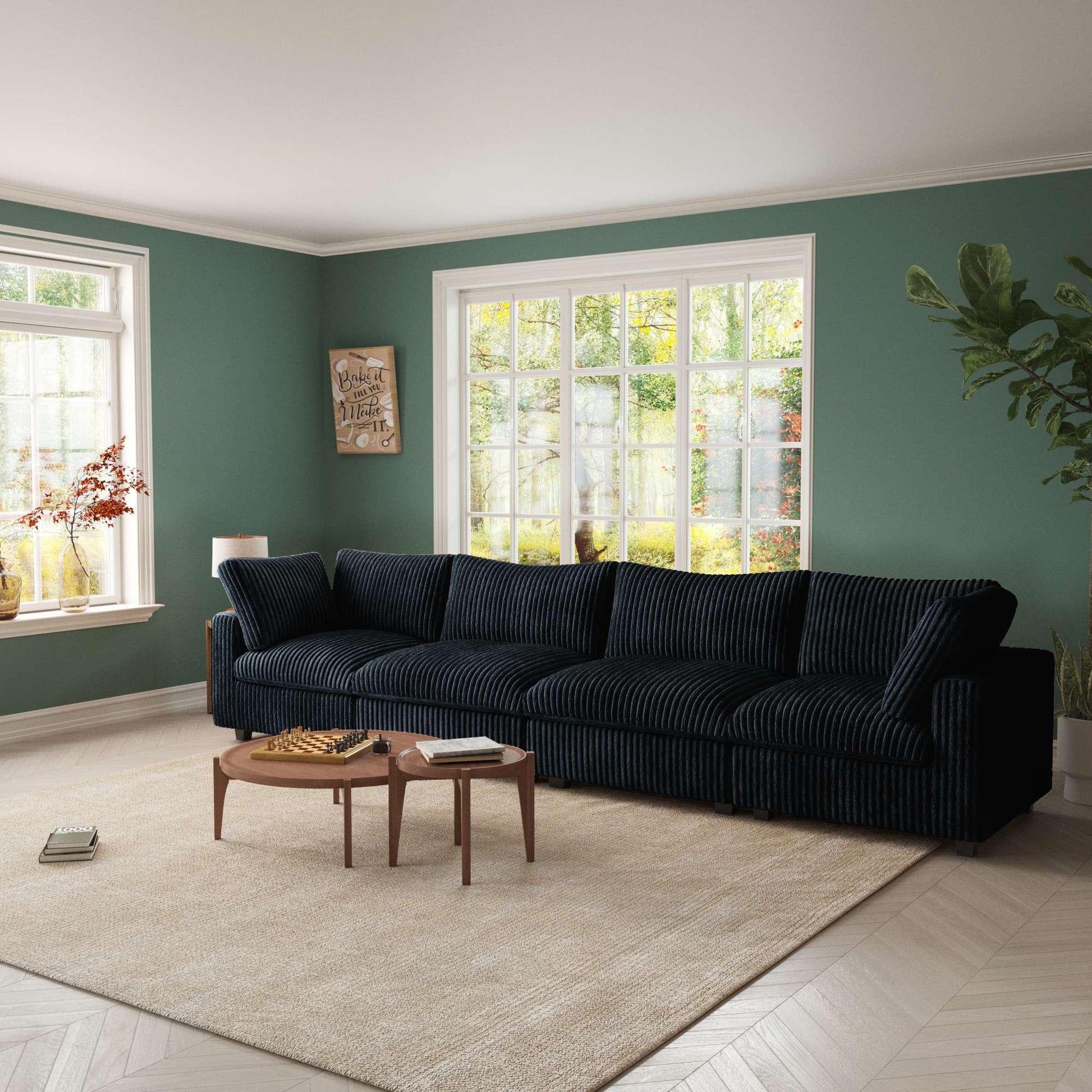 4-Seater Faux Rabbit Fur Sectional Sofa | Velveteen - Divan Dreams