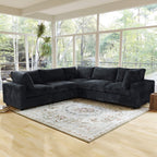 Modular Washable Fuzzy 5-Seater Corner Sectional in Black