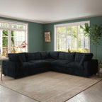 5-Piece L-Shaped Faux Rabbit Fur Sectional Sofa | Velveteen - Divan Dreams