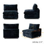 Modular Washable Fuzzy Armless Chair in Black
