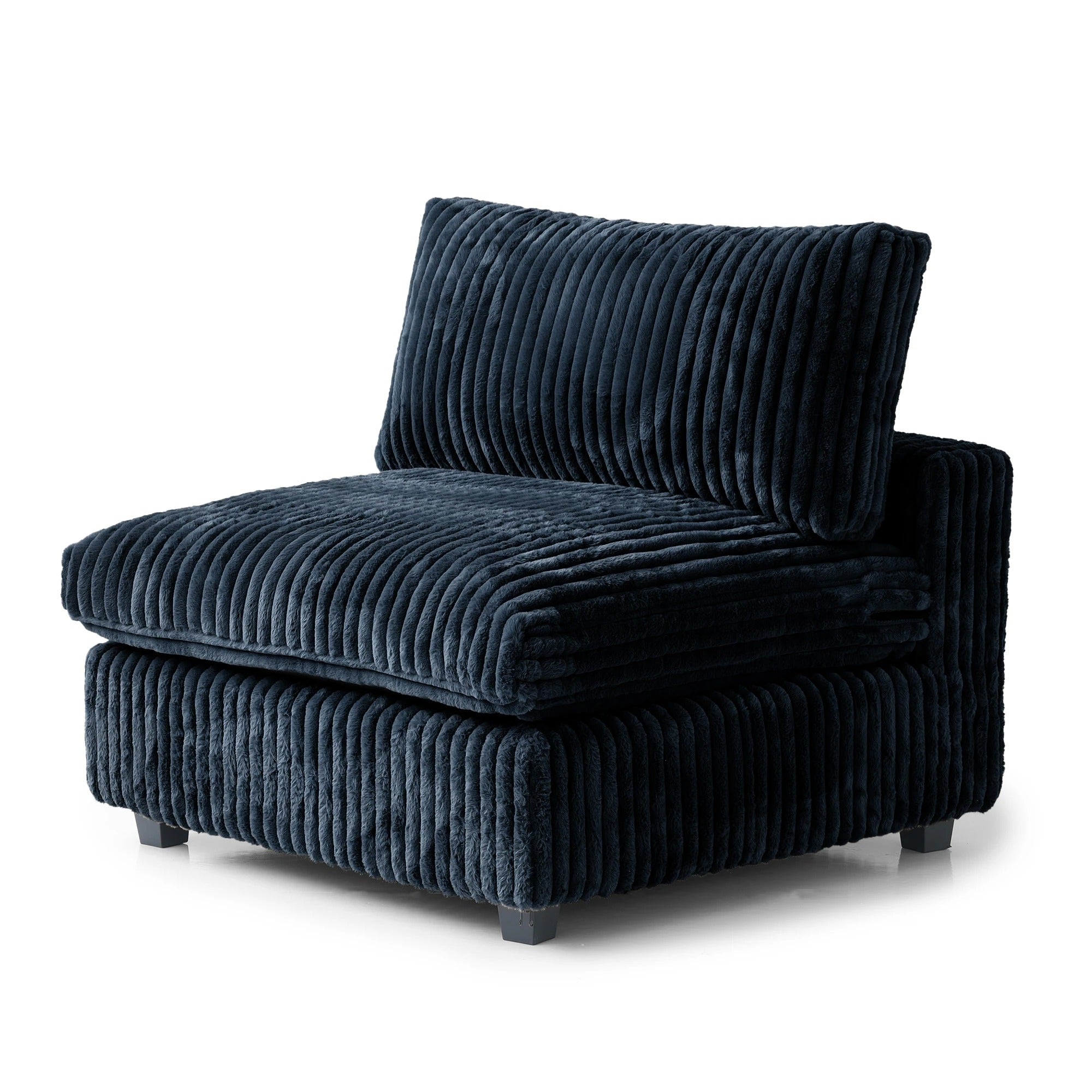 Modular Washable Fuzzy Armless Chair in Black