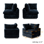 Modular Washable Fuzzy End Chair - Left in Black