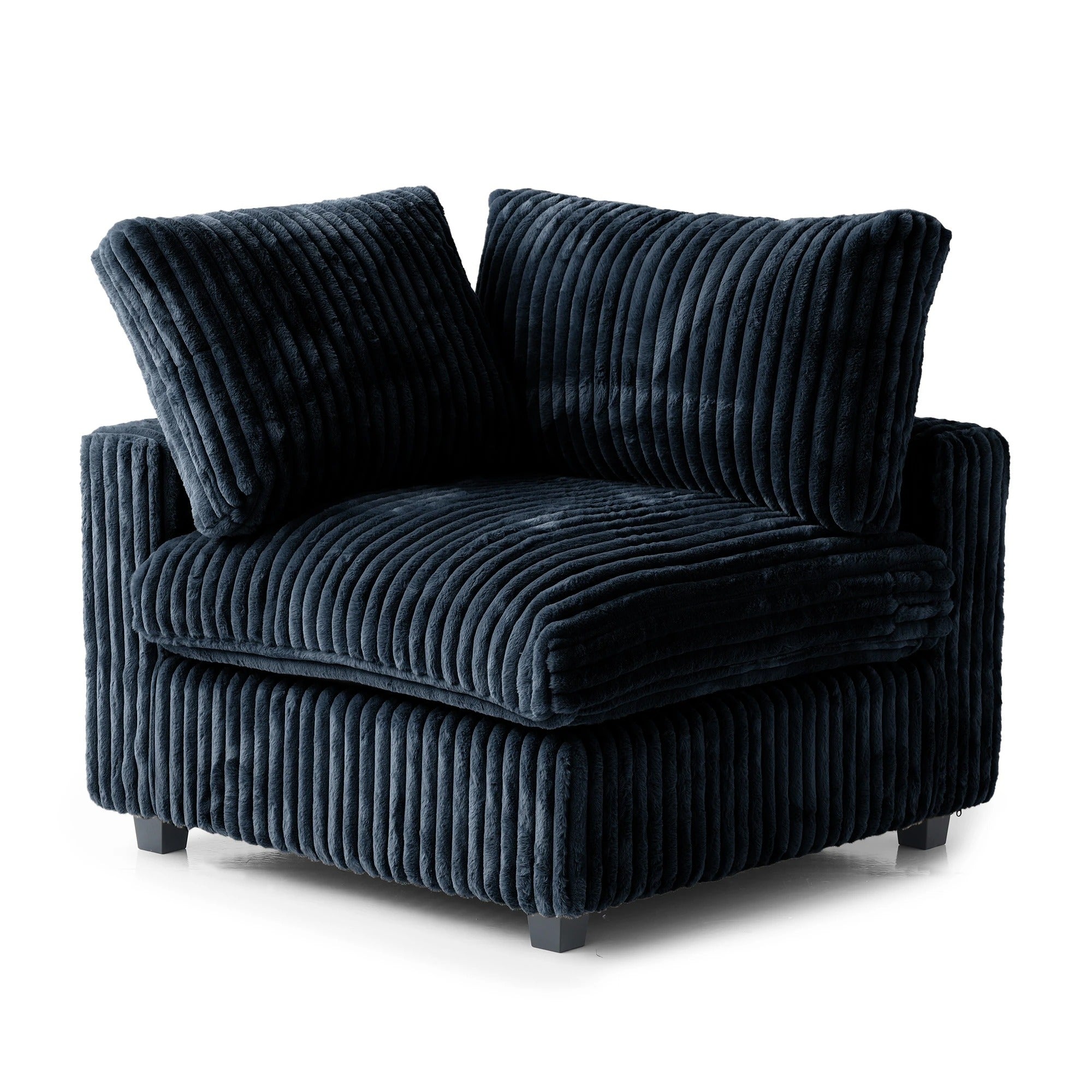 Modular Washable Fuzzy End Chair - Right in Black