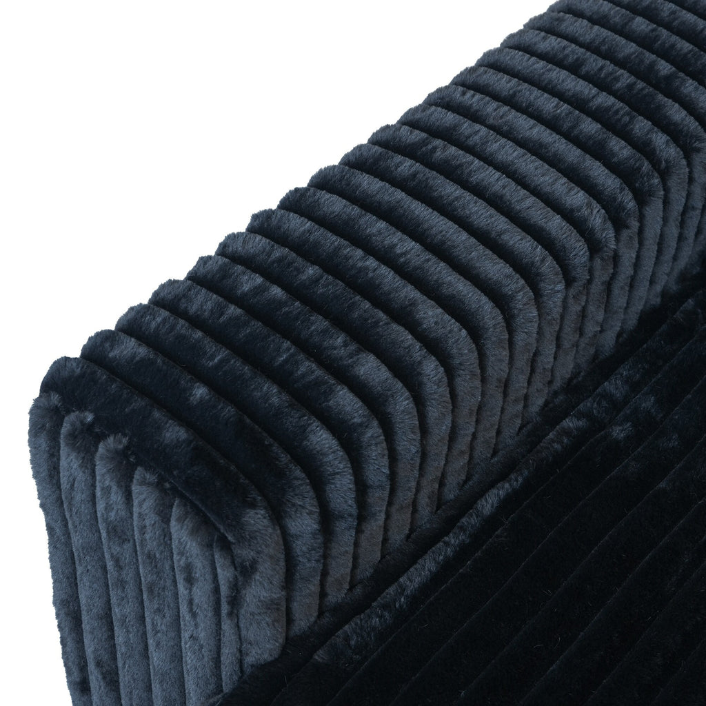 Modular Washable Fuzzy 3-Seater L-Shaped Sectional in Black