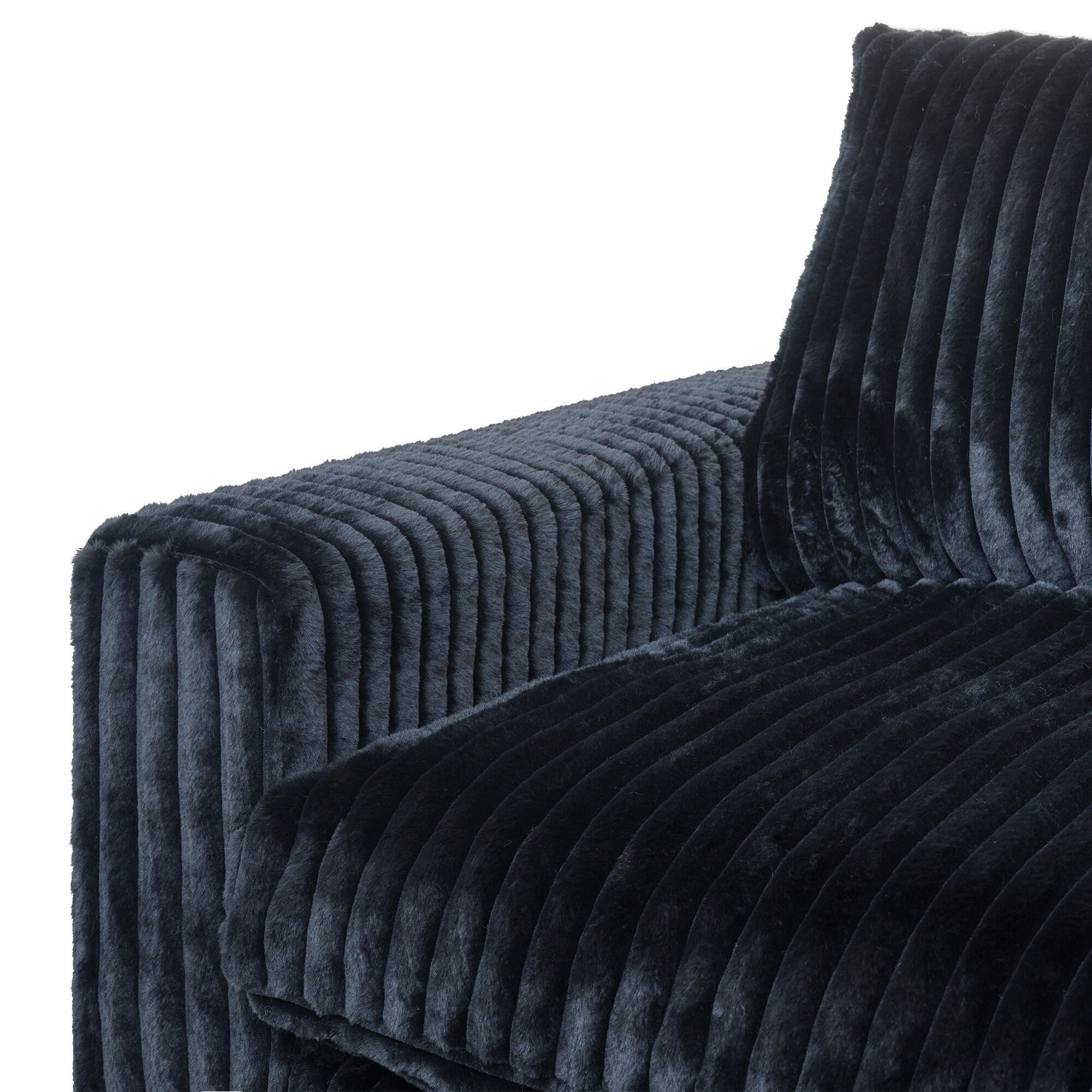 Modular Washable Fuzzy 3-Seater L-Shaped Sectional in Black