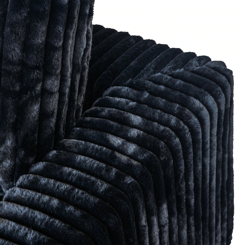 Modular Washable Fuzzy 3-Seater L-Shaped Sectional in Black