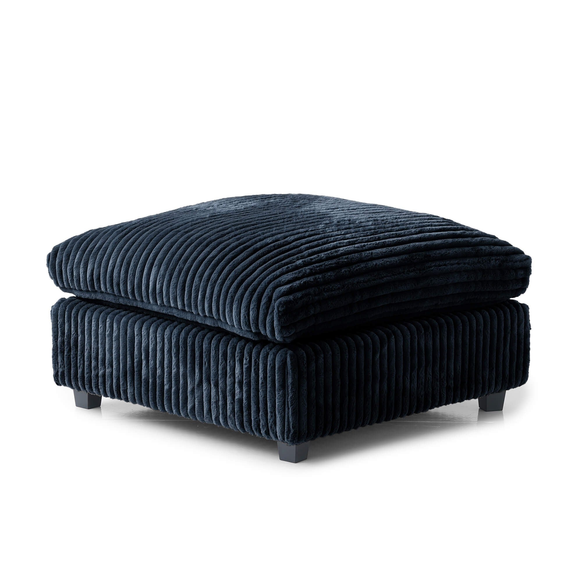 Slipcover Only - Modular Washable Fuzzy Ottoman in Black