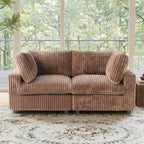 Brown faux rabbit fur 2-seater with washable covers.