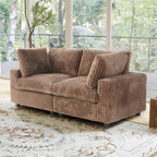 Brown faux fur 2-seat sofa with replaceable washable covers.