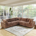 Modular Washable Fuzzy 5-Seater Corner Sectional in Brown