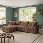 Brown faux fur L-shape 3-seater sectional with modular design