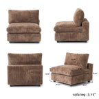 Modular Washable Fuzzy Armless Chair in Brown