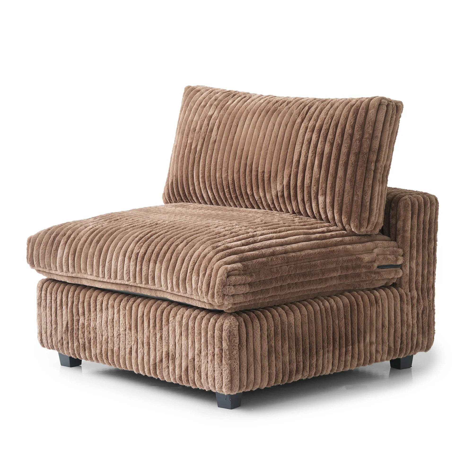 Modular Washable Fuzzy Armless Chair in Brown