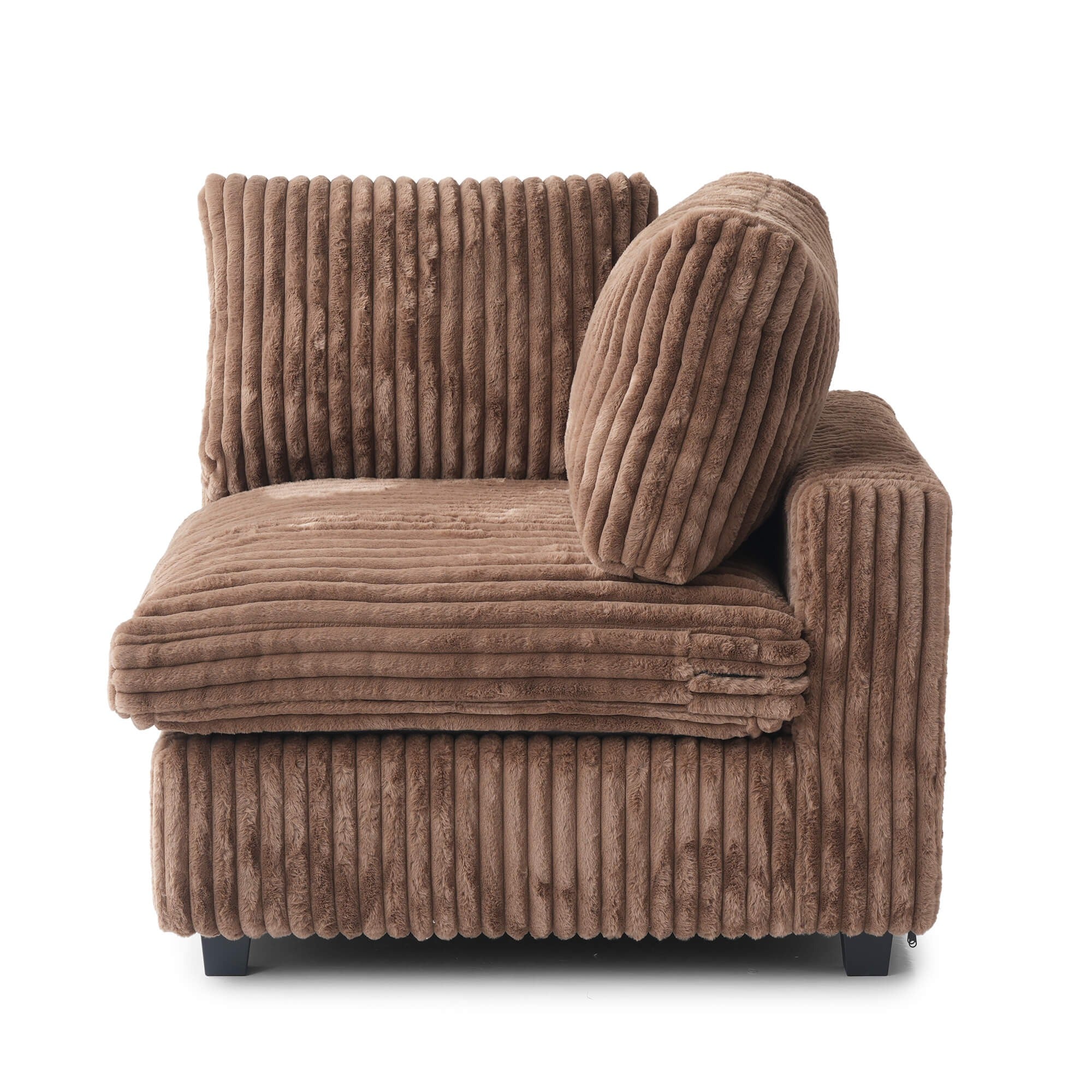 Modular Washable Fuzzy End Chair - Left in Brown