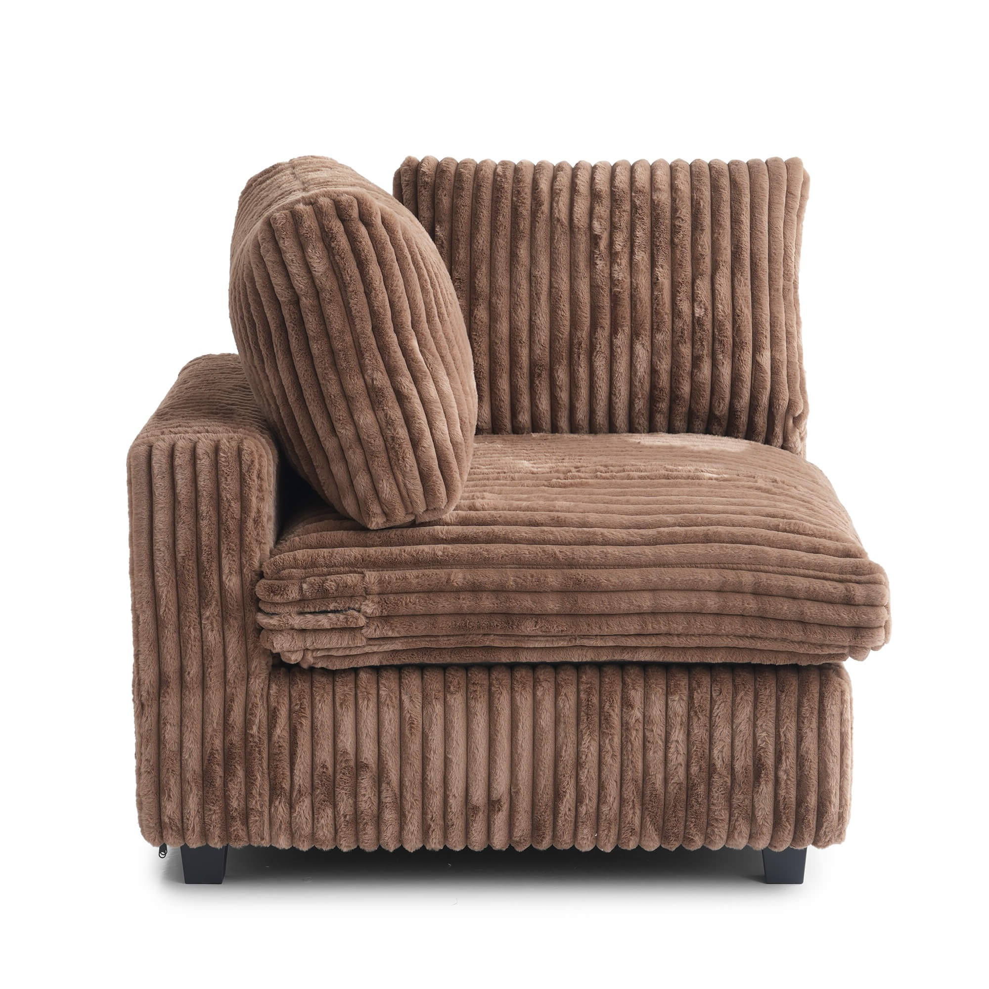 Modular Washable Fuzzy End Chair - Right in Brown