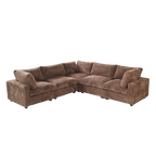 Brown corner sectional sofa on a white background
