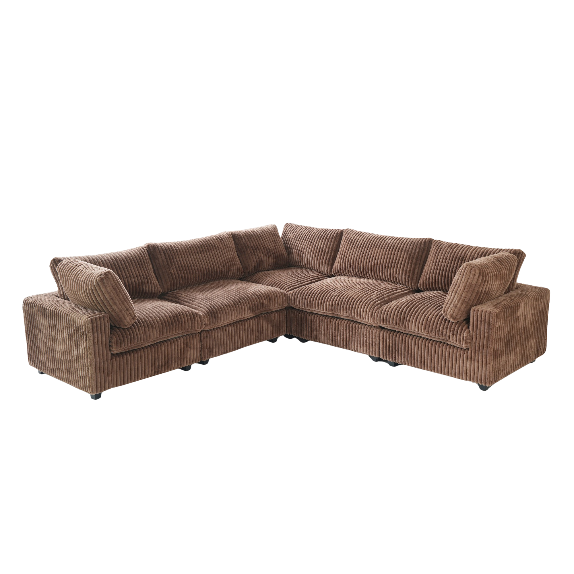 Brown corner sectional sofa on a white background