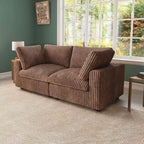 Brown compact 2-seater upholstered in faux fur with replaceable washable covers