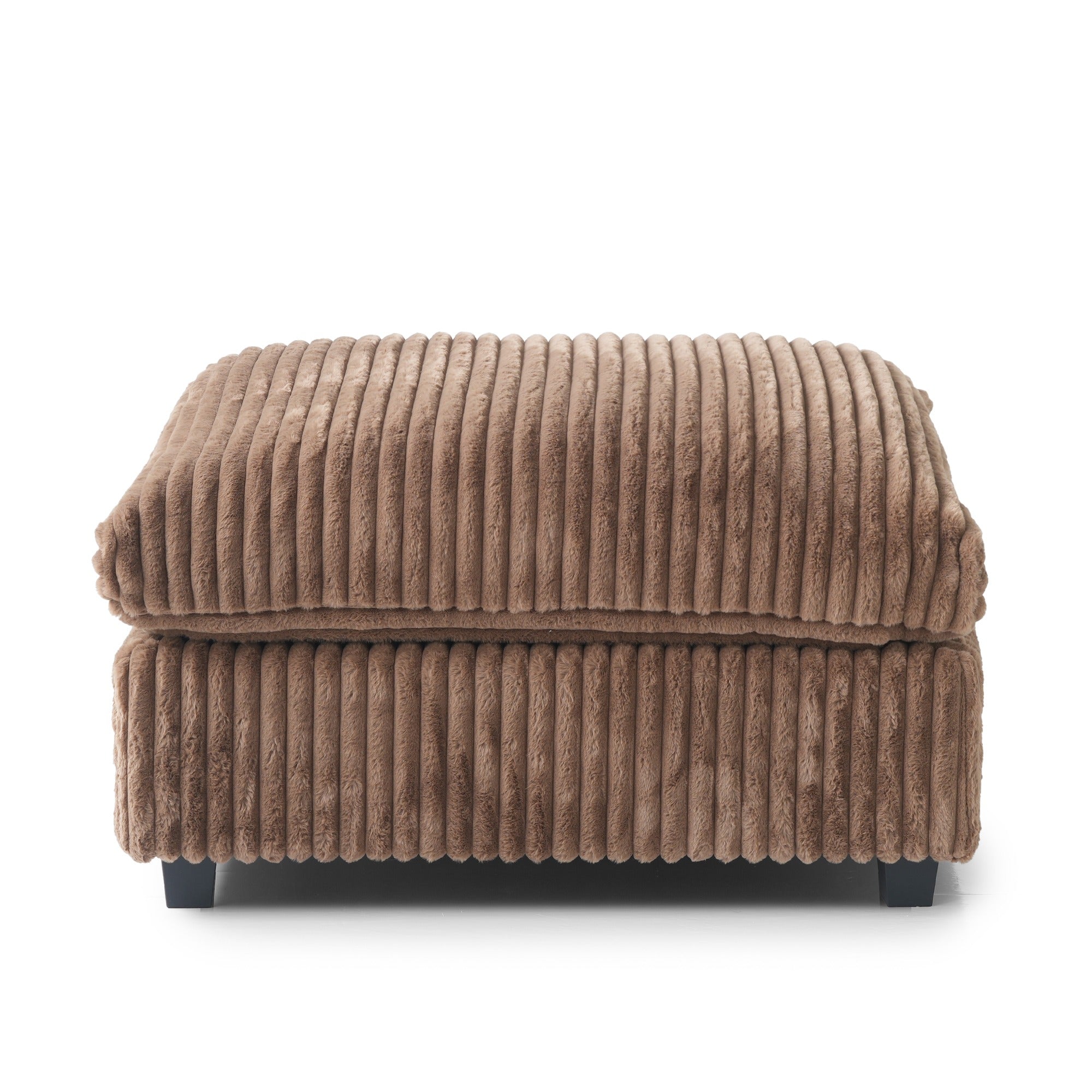 Slipcover Only - Modular Washable Fuzzy Ottoman in Brown