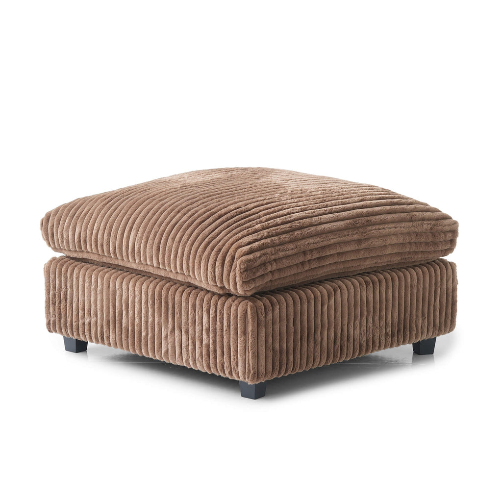 Slipcover Only - Modular Washable Fuzzy Ottoman in Brown