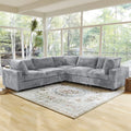 Modular Washable Fuzzy 5-Seater Corner Sectional in Light Gray