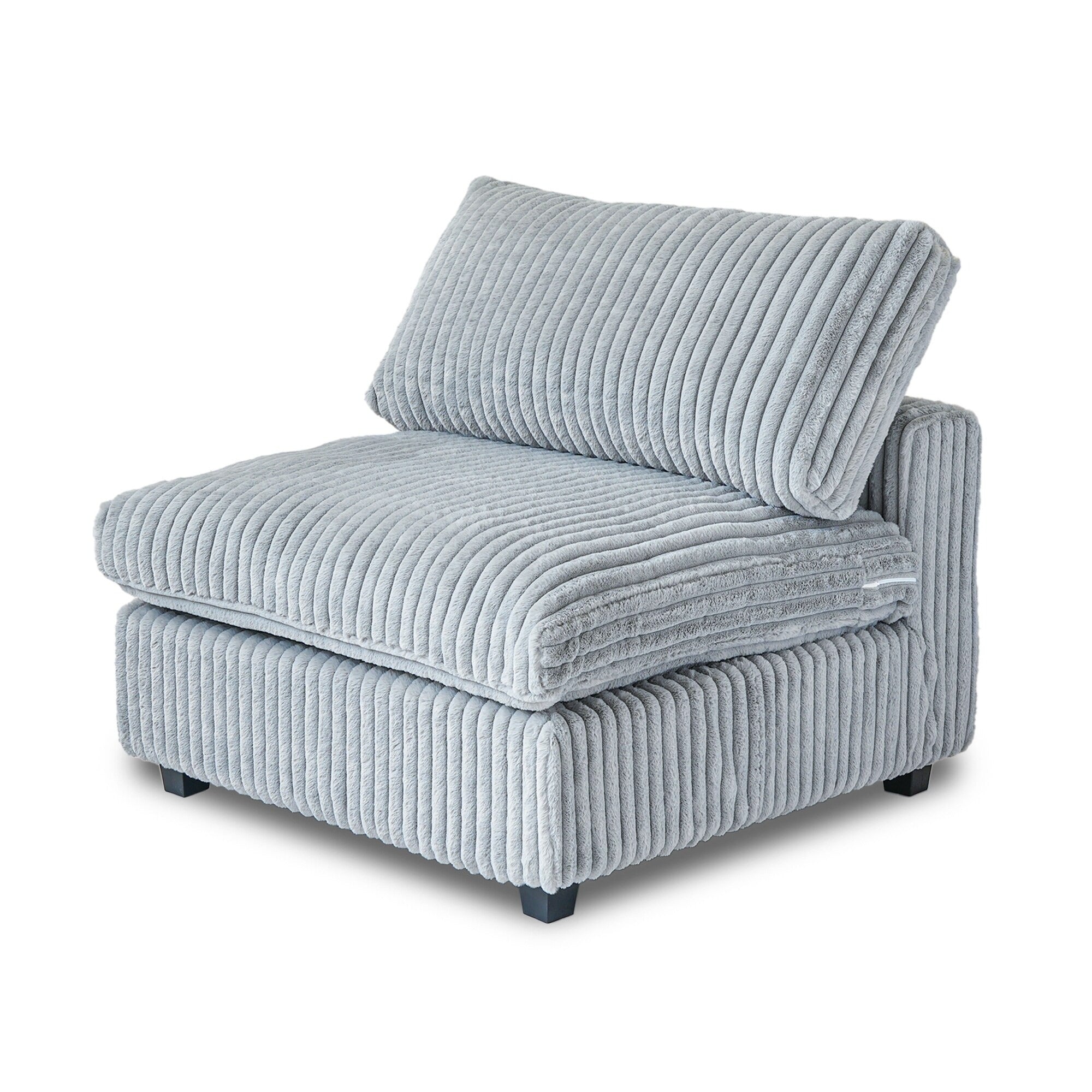 Modular Washable Fuzzy Armless Chair in Light Gray