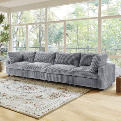 4-Seater Faux Rabbit Fur Sectional Sofa with Removable Covers | Velveteen