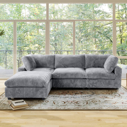 L-Shaped Faux Rabbit Fur Sectional Sofa with Removable Covers | Velveteen