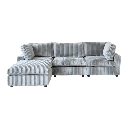 Gray L-shaped sectional sofa on a white background