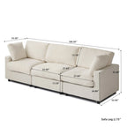 Modular Washable Track Arm 3-Seater in Beige