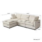 Modular Washable Track Arm 3-Seater L-Shaped Sectional in Gray