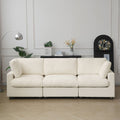 Beige 3-seater sofa with washable covers in chenille 