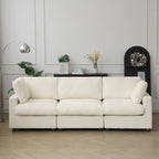 Beige 3-seater sofa with washable covers in chenille 