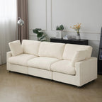 Washable 3-seater couch with replaceable covers, upholstered in chenille fabric