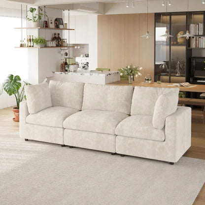 3-Seater Chenille and Linen Washable Sectional Sofa | Classica