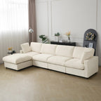 Modular Washable Track Arm 4-Seater L-Shaped Sectional in Beige