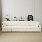 Modular Washable Track Arm 4-Seater in Beige