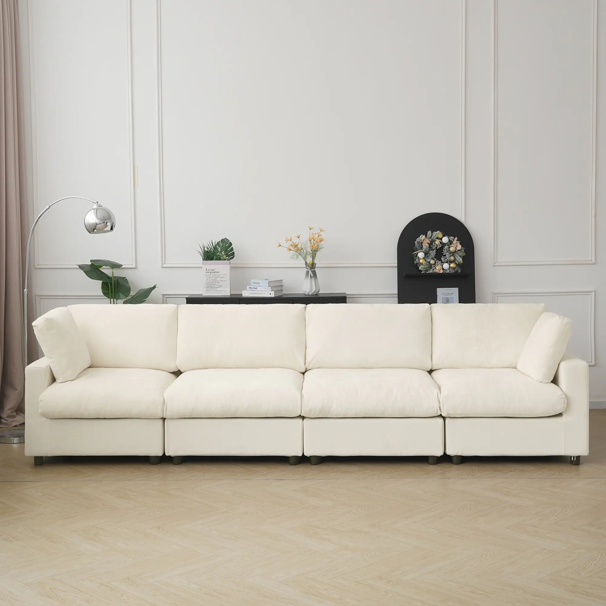 Modular Washable Track Arm 4-Seater in Beige
