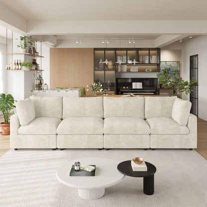 4-Seater Chenille and Linen Washable Sectional Sofa | Classica