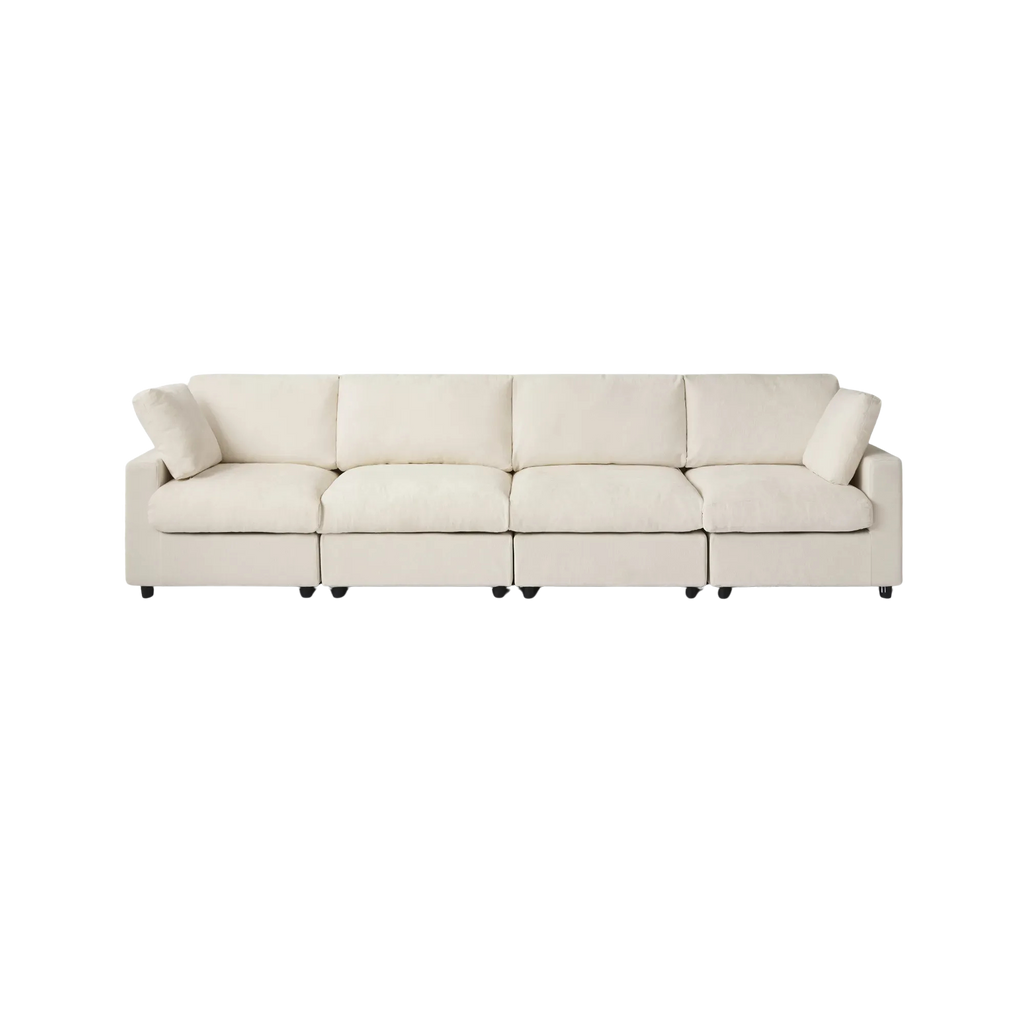 Beige 4-seater sectional sofa on a white background