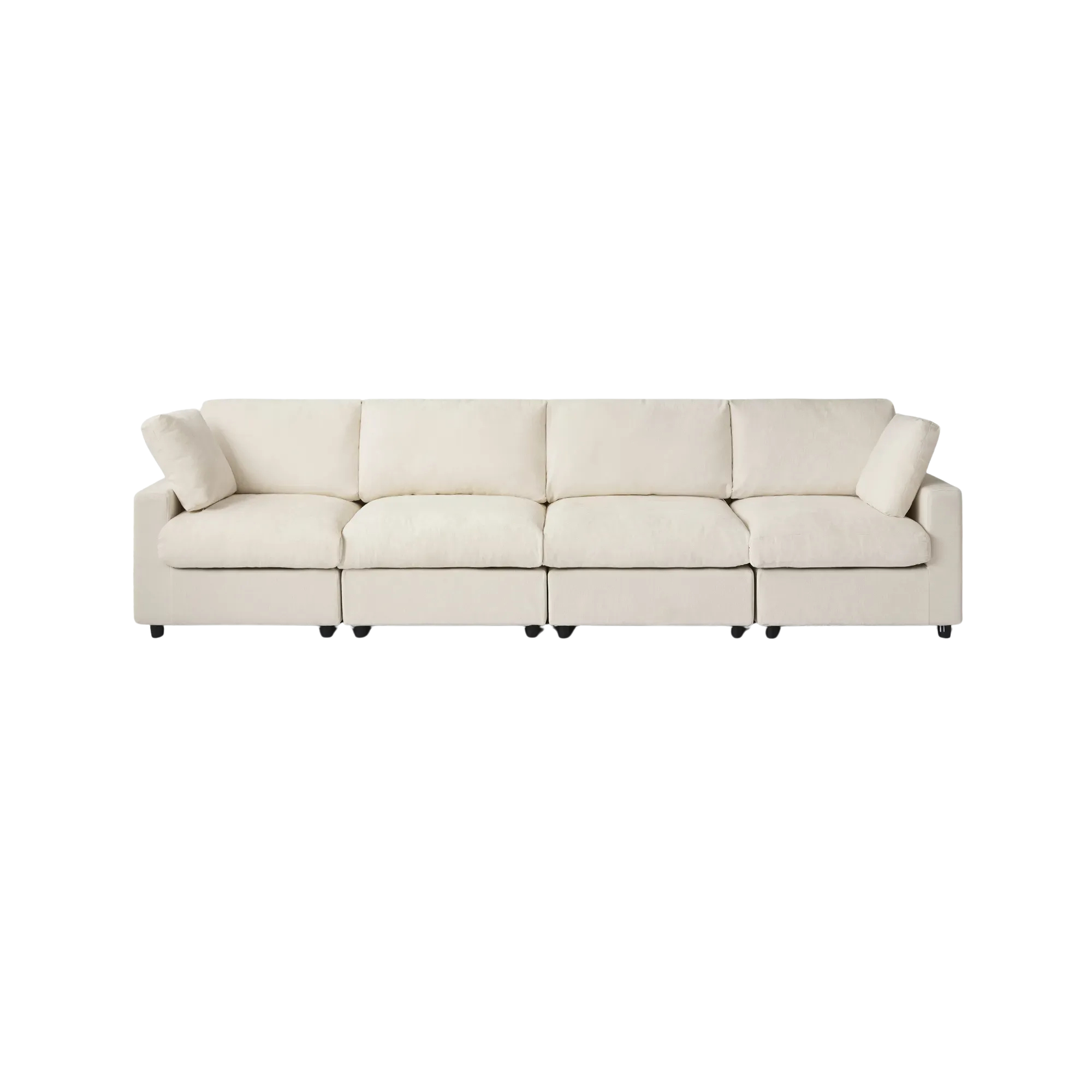 Beige 4-seater sectional sofa on a white background