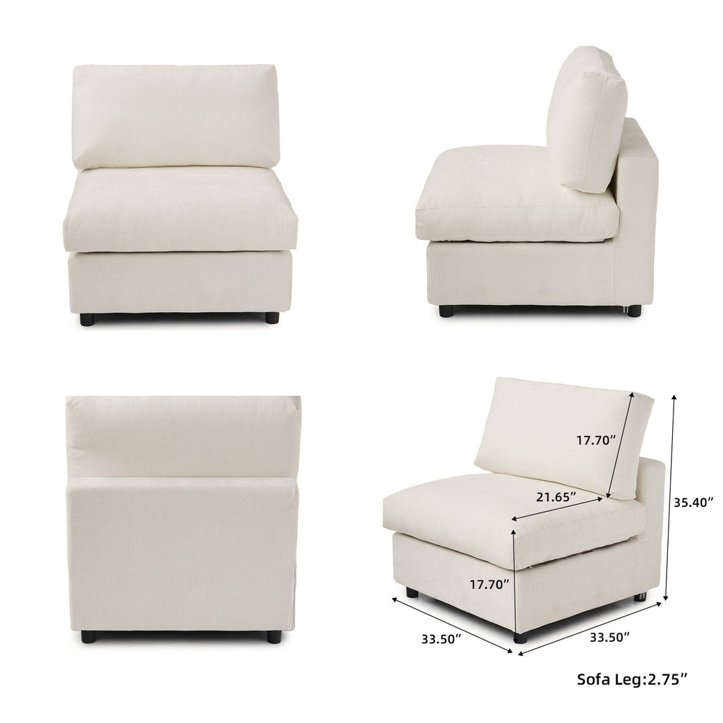 Modular Washable Armless Chair in Beige
