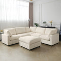 Modular Washable Track Arm 5-Seater Corner Sectional + Ottoman in Beige