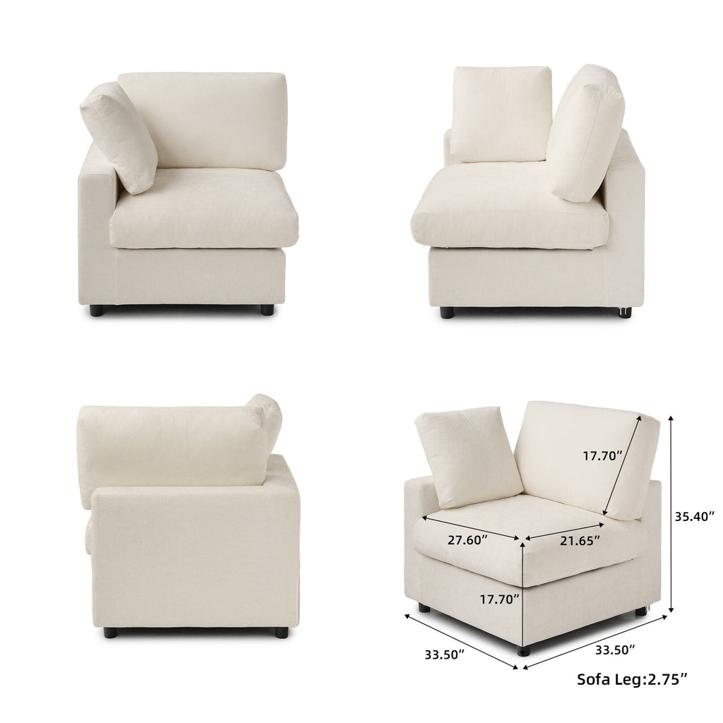 Modular Washable Track Arm Corner Chair in Beige